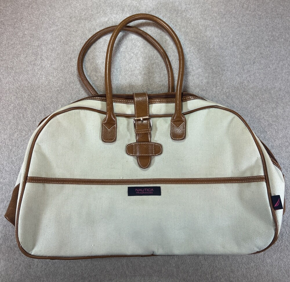 NAUTICA Travel Weekender Canvas & PU Leather Trim Duffle Bag